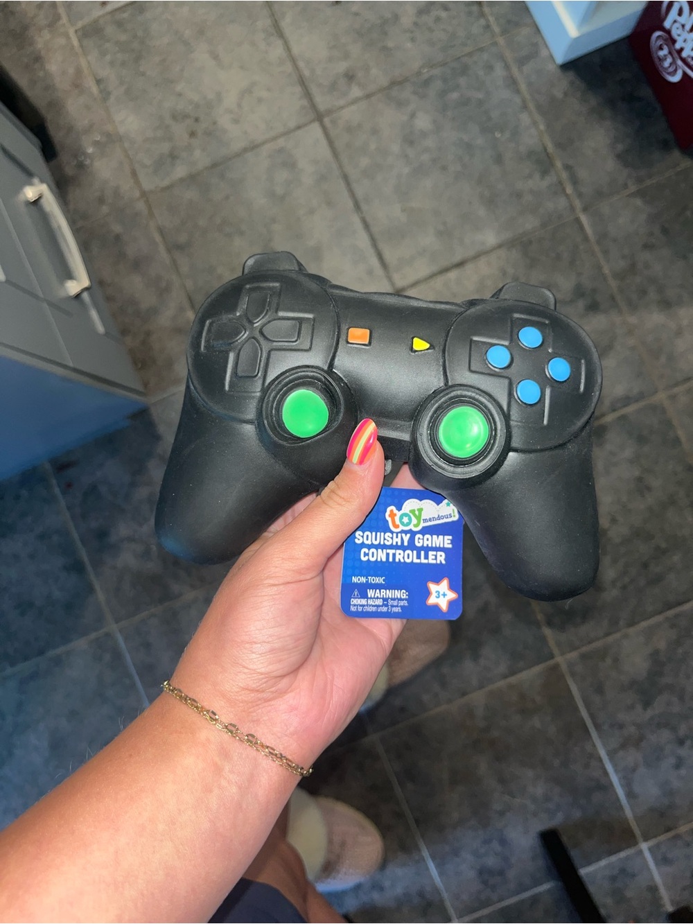 Squishy Game Controller Stress Toy - Black with Green Accents